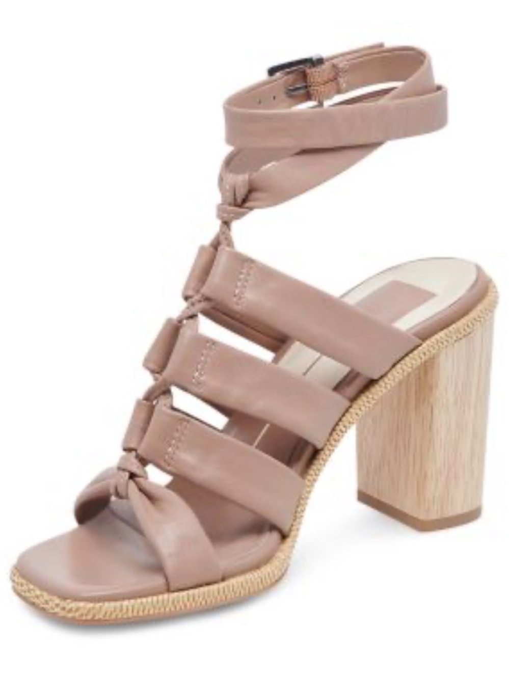Dolce Vita Beige Tan Knotted Strappy Block Heel Sandal